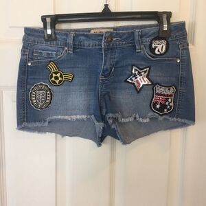 Blue Spice Jean Shorts with Patches